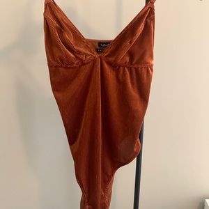 Urban Outfitters orange velvet body suit